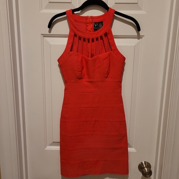 Windsor Red BodyCon Dress with Cage Neckline - Picture 5 of 8